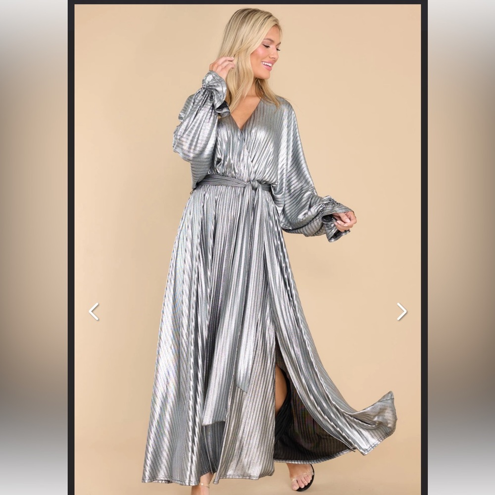NEW Silver Metallic Maxi Dress
